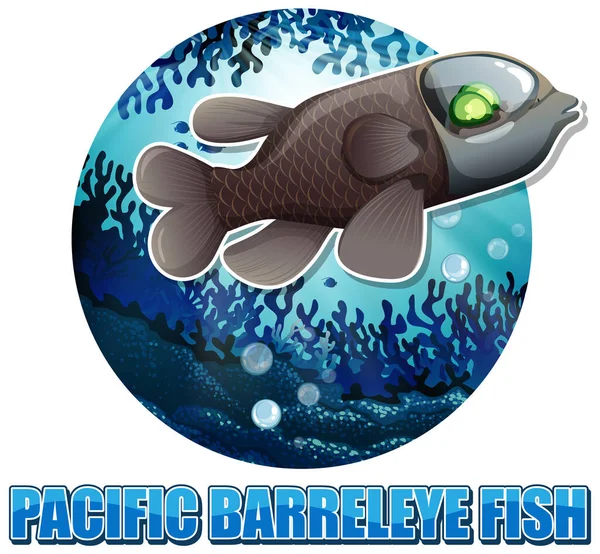 Pasific Barreleye Fish Deep Sea Criatura Ilustração —  Vetores de Stock