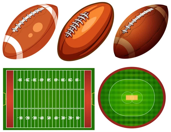 Illustration American Footbal Field Rugby Ball — Image vectorielle