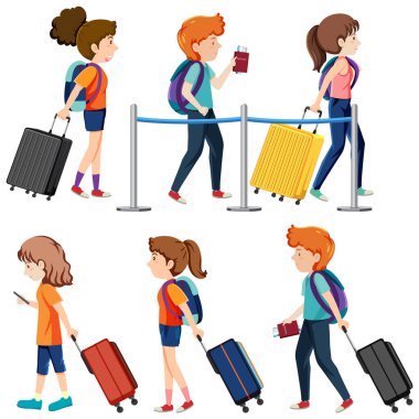 Oyuncu Karakterler ve Turizm Elementleri Vektör Koleksiyonu