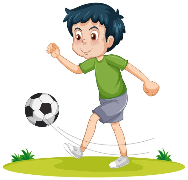 Een Jongen Spelen Voetbal Illustratie — Stockvector