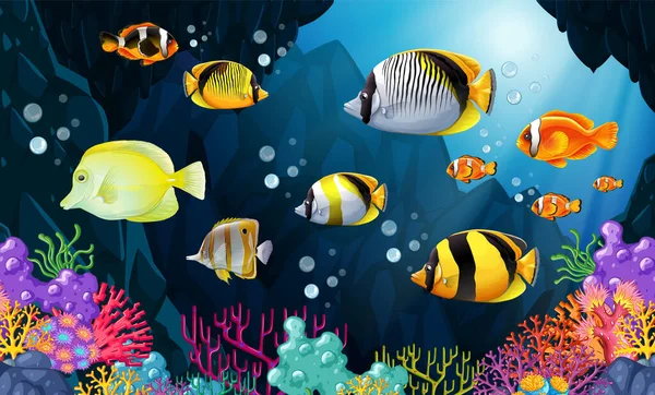 Vacker Tropisk Fisk Havet Illustration — Stock vektor