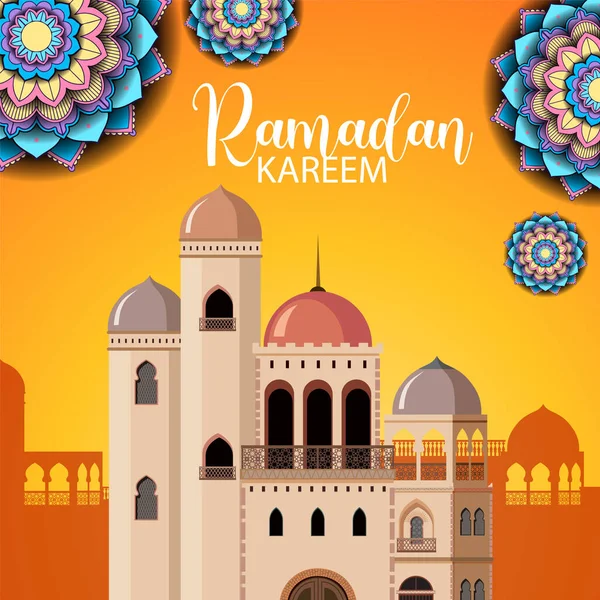 Ramadan Kareem Manifesto Illustrazione Design — Vettoriale Stock