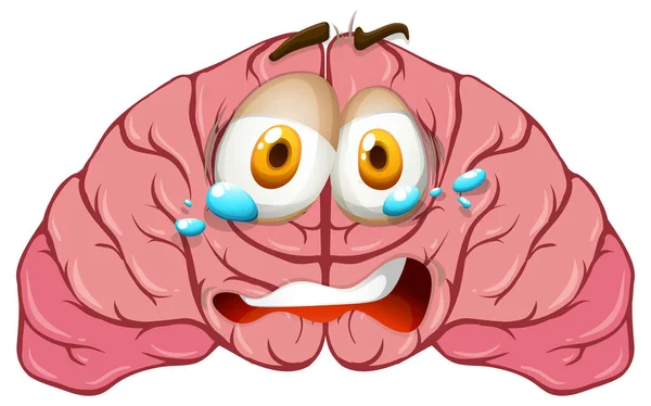 Cartoon Human Brain Facial Expression Illustration — Stock Vector
