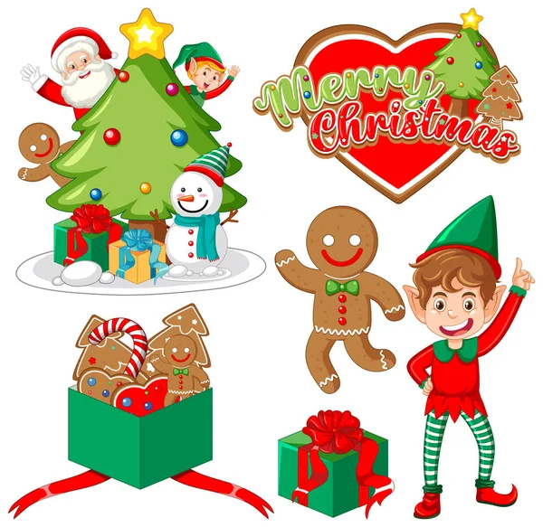 Feliz Navidad Objeto Decoración Artículo Colección Ilustración — Vector de stock
