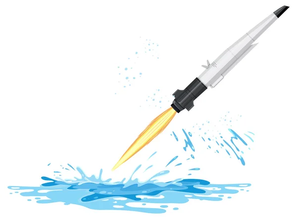 Hypersonic Missile Launch Water Illustration — Stock Vector