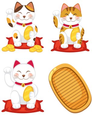 Japon Maneki Neko kedi çizimi