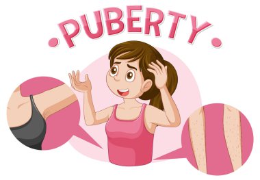 Puberty Girl with Changing Body illustration clipart