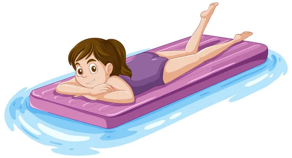 Puberty Girl Lounging Inflatable Rubber Illustration — Stock Vector