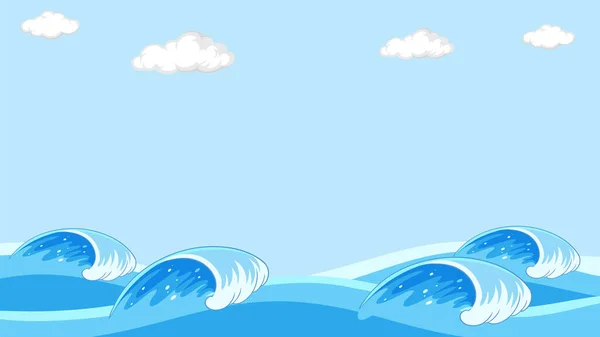 Océano Wave Plantilla Fondo Ilustración — Vector de stock