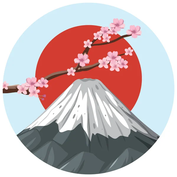 Fujisan Iconic Symbol Japan Vector Graphic Illustration — Stok Vektör