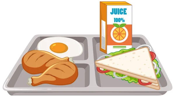 Ontbijt Set Dienblad Vector Illustratie — Stockvector