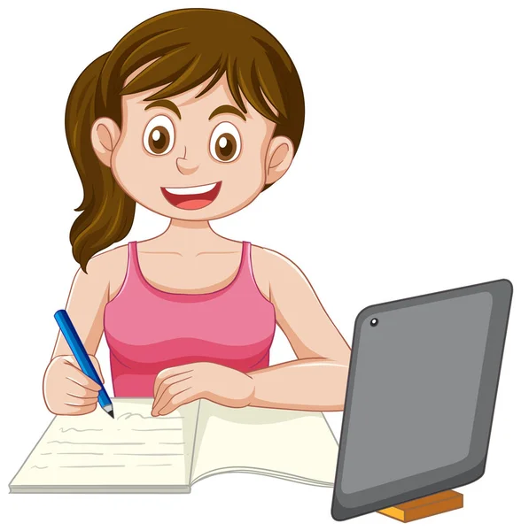 Dojrzewanie Dziewczyna Robi Prace Domowe Ilustracja — Wektor stockowy