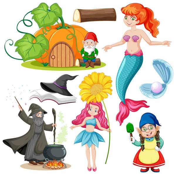 Fairy Cartoon Character Vector Set Εικονογράφηση — Διανυσματικό Αρχείο