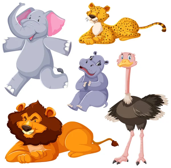 Set Cute Animals Cartoon Character Illustration — Stockový vektor