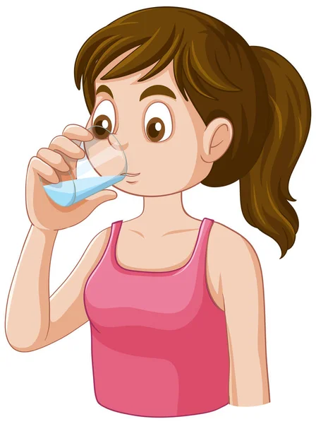 Pubertad Chica Beber Agua Ilustración — Vector de stock