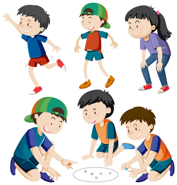 Playground Kids Character Set Illustration — Stock Vector