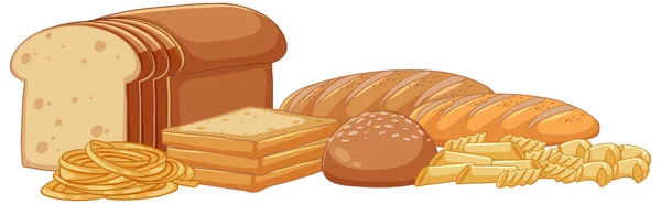 Vektorová Sada Vynikajících Chlebů Ilustrace — Stockový vektor