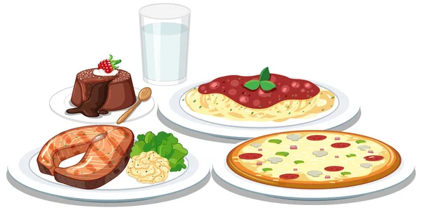 Delicious Diverse Cuisine Vector Set Illustration — Stock Vector