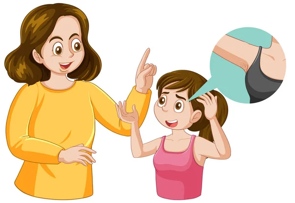 Розмова Між Мамою Донькою Про Підлегле Волосся — стоковий вектор