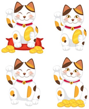 Japon Maneki Neko kedi çizimi