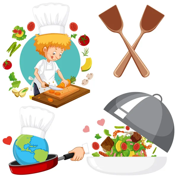 Set Von Mix Cooking Day Illustration — Stockvektor