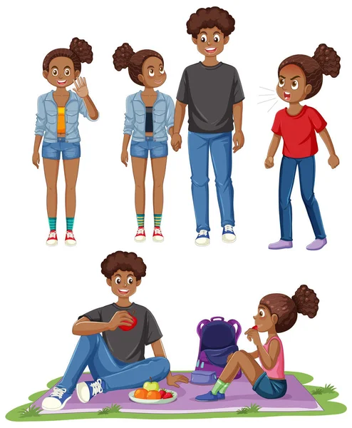 Teenage Friendship Cartoon Character Illustration — Stock Vector