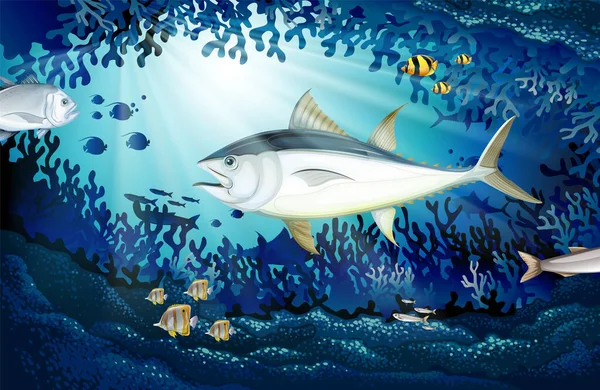 Giant Bluefin Tuna Sea Illustration — Stock Vector