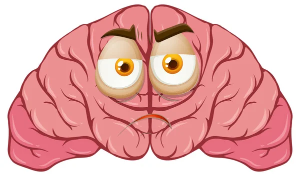 Cartoon Human Brain Facial Expression Illustration — 스톡 벡터