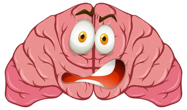 Cartoon Menselijk Brein Met Gezichtsuitdrukking Illustratie — Stockvector