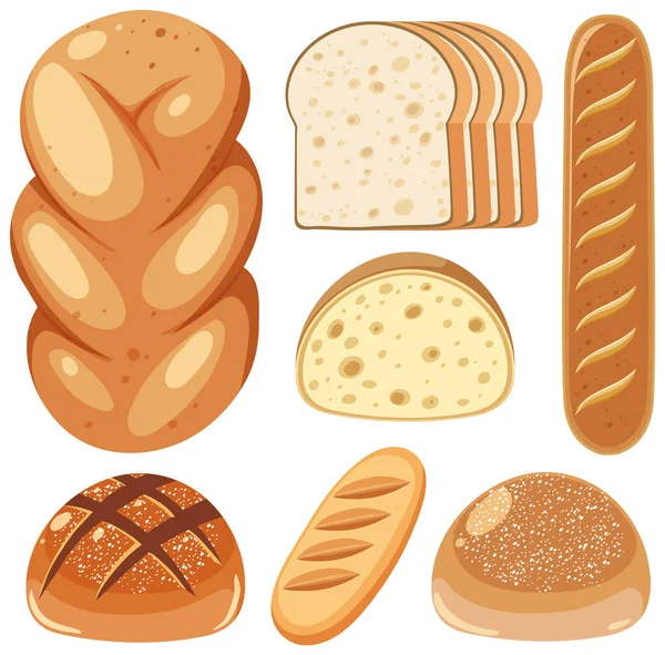 Mix Set Bread Bakery Illustration — Stock Vector