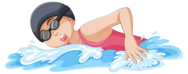 思春期の少女水泳漫画のキャラクターイラスト — ストックベクタ