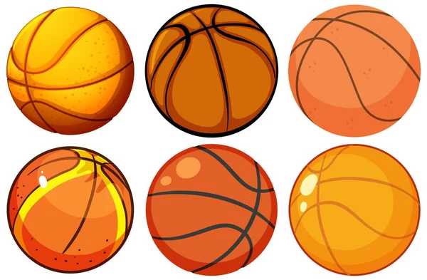 Uppsättning Basket Bollar Illustration — Stock vektor