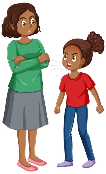 Angry Daughter Concerned Mother Illustration — Stock Vector