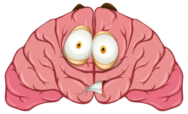 Cerebro Humano Dibujos Animados Con Ilustración Expresión Facial — Archivo Imágenes Vectoriales