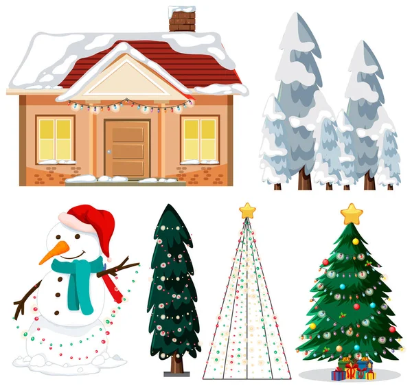 Christmas Decoration Elements Vector Set Illustration — Stock Vector