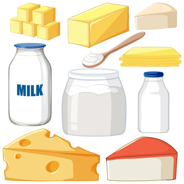 Set Dairy Product Illustration — Stock Vector
