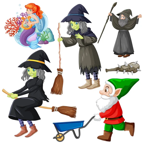 Fairy Cartoon Character Vector Set Εικονογράφηση — Διανυσματικό Αρχείο