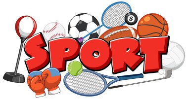 Pankart ya da poster tasarımı illüstrasyonu için spor metni
