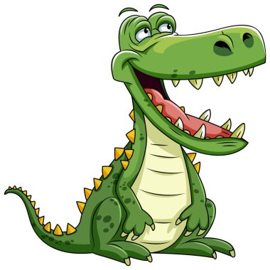 Tatlı timsah çizgi film karakteri çizimi