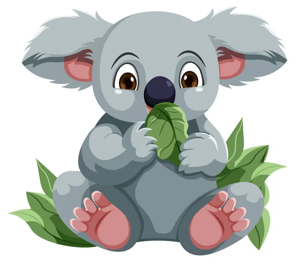 Cute Koala Postać Kreskówki Izolowane Ilustracja — Wektor stockowy