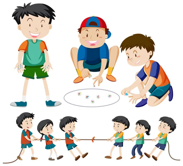Playground Kids Character Set Illustration — 스톡 벡터