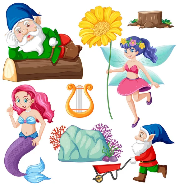 Fairy Cartoon Character Vector Illustration Ensemble — Image vectorielle