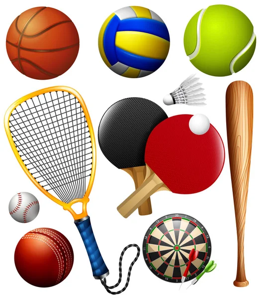 Sports Objects Collection Vector Illustration — Stock Vector