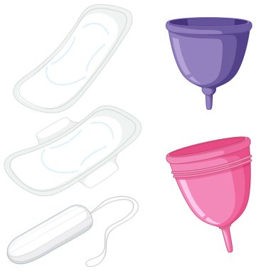 Essential Women's Hygiene Products illustration clipart