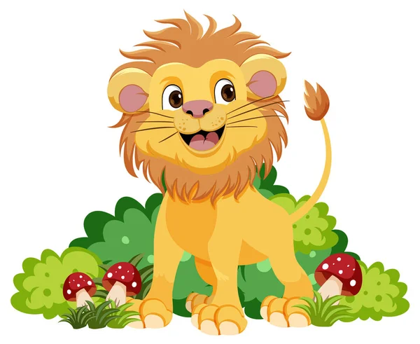 Χαριτωμένο Λιοντάρι Εικονογράφηση Χαρακτήρα Κινουμένων Σχεδίων — Διανυσματικό Αρχείο