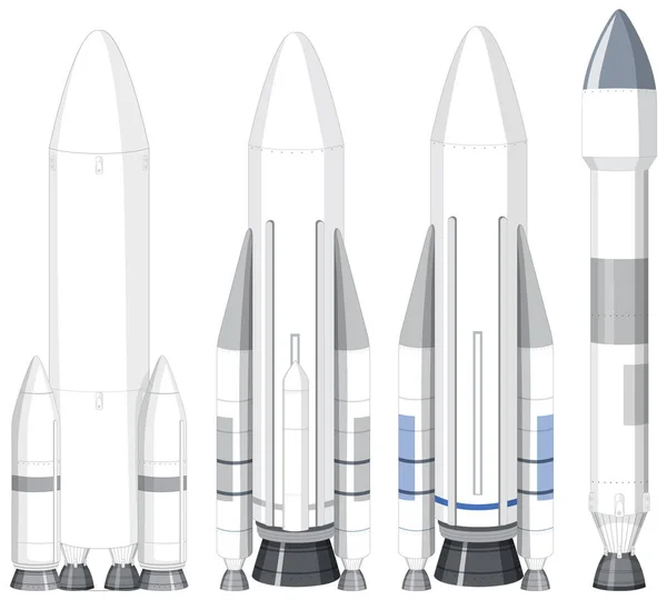Exempel Raketer Och Avfyrningsfordon — Stock vektor