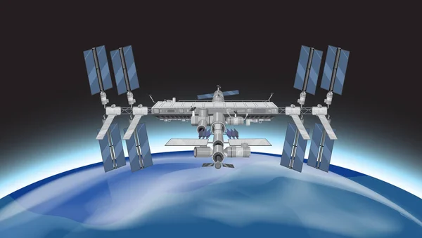 Uzay Illüstrasyonunda Uluslararası Uzay Stasyonu Iss — Stok Vektör