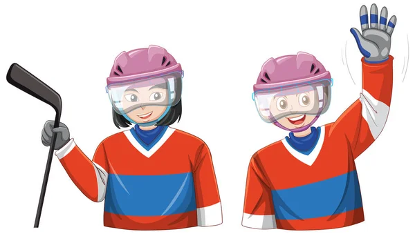 Dojrzewanie Dziewczyny Hokejowy Strój Ilustracja — Wektor stockowy
