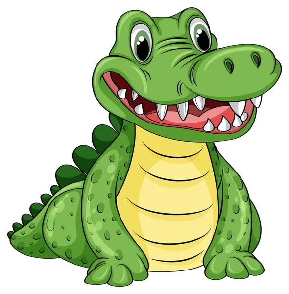 Cute Cartoon Crocodile Character Illustration — Stock Vector