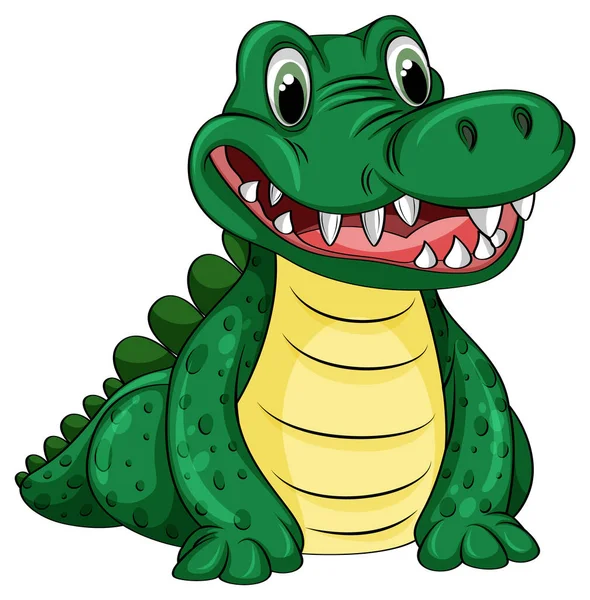 Leuke Cartoon Krokodil Karakter Illustratie — Stockvector